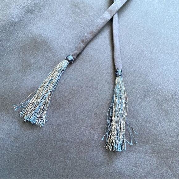 Rebecca Taylor Navy Silver Embroidered Silk Boho Mini Dress Size 4 - Picture 6 of 9